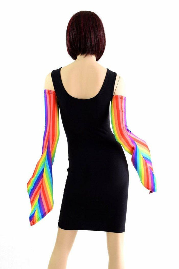 Rainbow Vertical Stripe Pixie Arm Warmer Sleeves - Coquetry Clothing