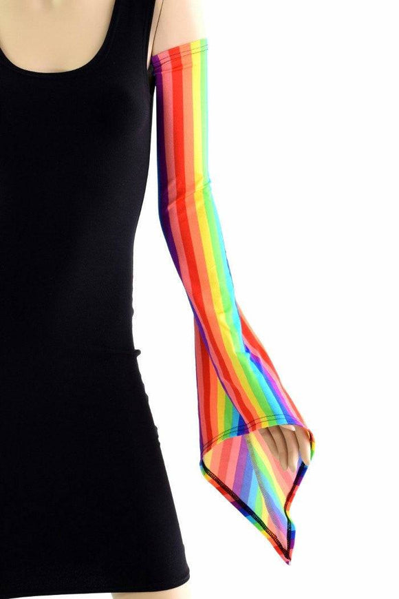 Rainbow Vertical Stripe Pixie Arm Warmer Sleeves - Coquetry Clothing