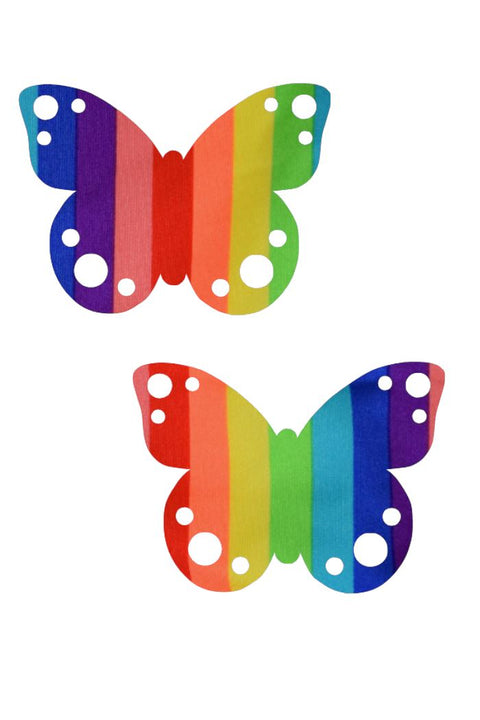 Rainbow Stripe Butterfly Pasties - Coquetry Clothing