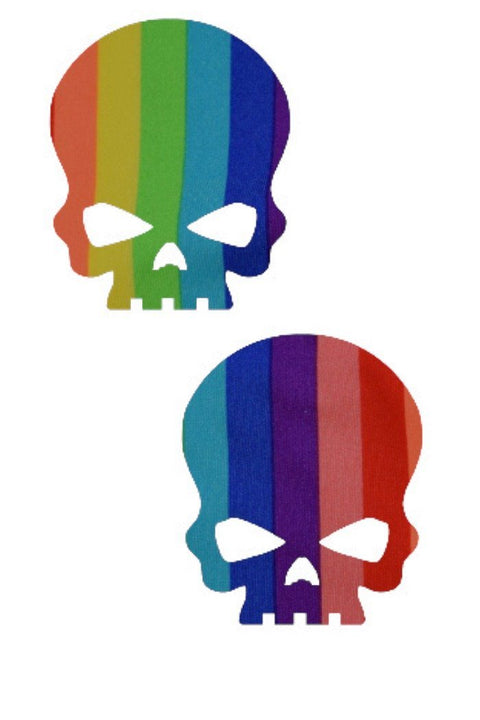 Rainbow Stripe Skulls Pasties - Coquetry Clothing