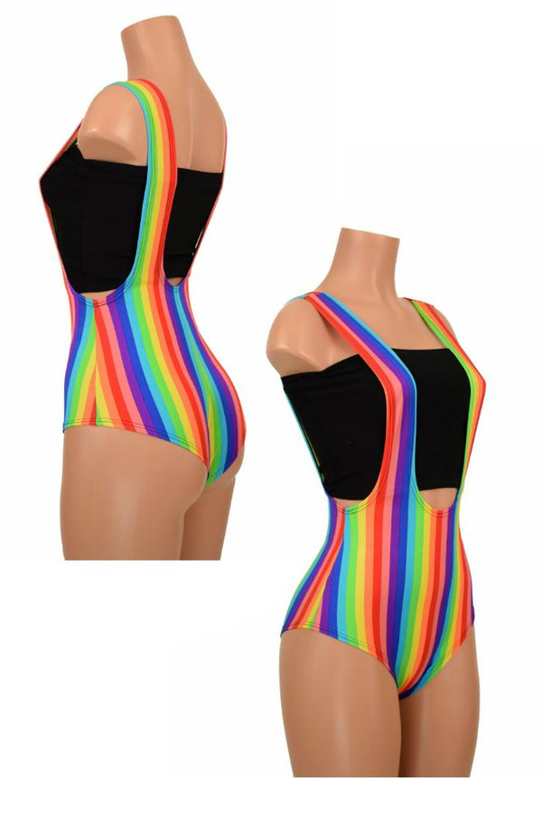 Rainbow Stripe Suspender Romper - 1