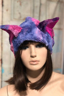 Razzle Dazzle Minky Beanie with Kitty Ears - Coquetry Clothing