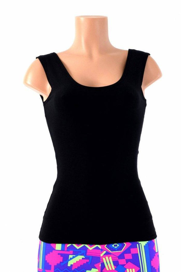 Full Length Scoop Neck Black Zen Top - 4