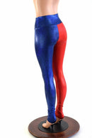 Ready to Ship Harlequin Red & Blue High Waist Leggings 2XL - Coquetry Clothing
