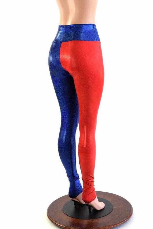 Ready to Ship Harlequin Red & Blue High Waist Leggings 2XL - Coquetry Clothing