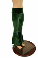Ready to Ship Kids Green Velvet Flare Pants - Coquetry Clothing