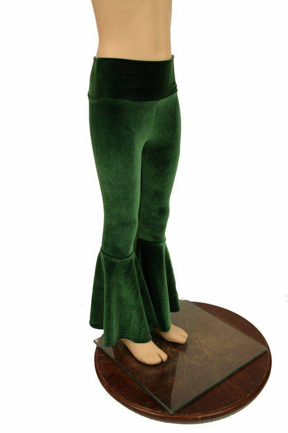 Ready to Ship Kids Green Velvet Flare Pants - Coquetry Clothing
