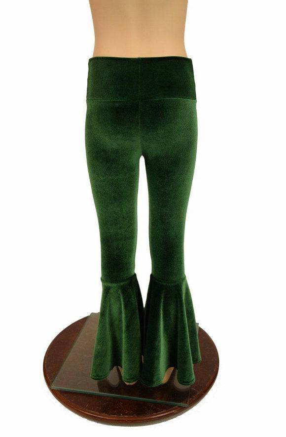 Ready to Ship Kids Green Velvet Flare Pants - Coquetry Clothing