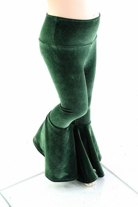 Ready to Ship Kids Green Velvet Flare Pants - Coquetry Clothing