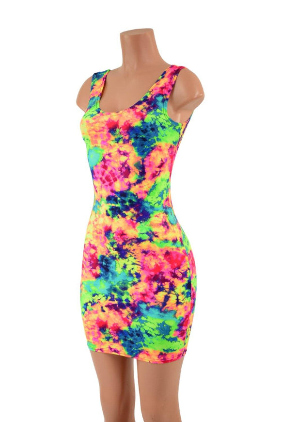 Ready to Ship Neon Glow Acid Splash Tank Dress - Coquetry Clothing