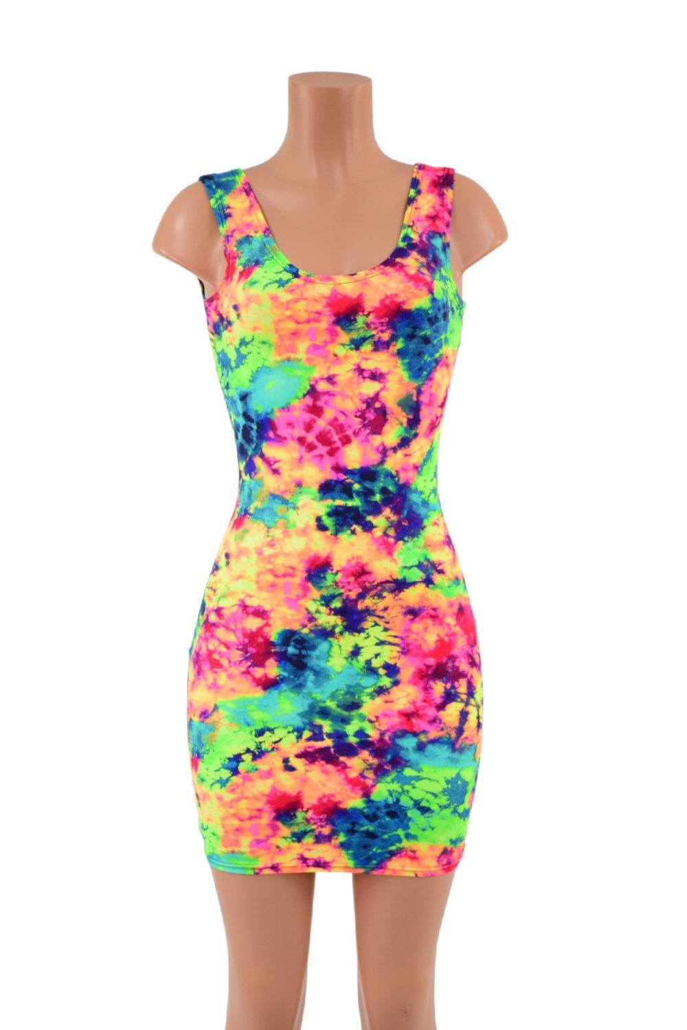 Neon Glow Acid Splash Tank Dress - Coquetry Clothing 2XL Neon Glow Acid Splash Tank Dress - Coquetry Clothing 2XL