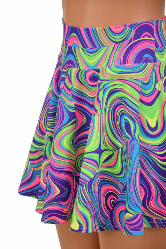 Ready to Ship Neon Glow Worm Mini Rave Skirt Medium - Coquetry Clothing