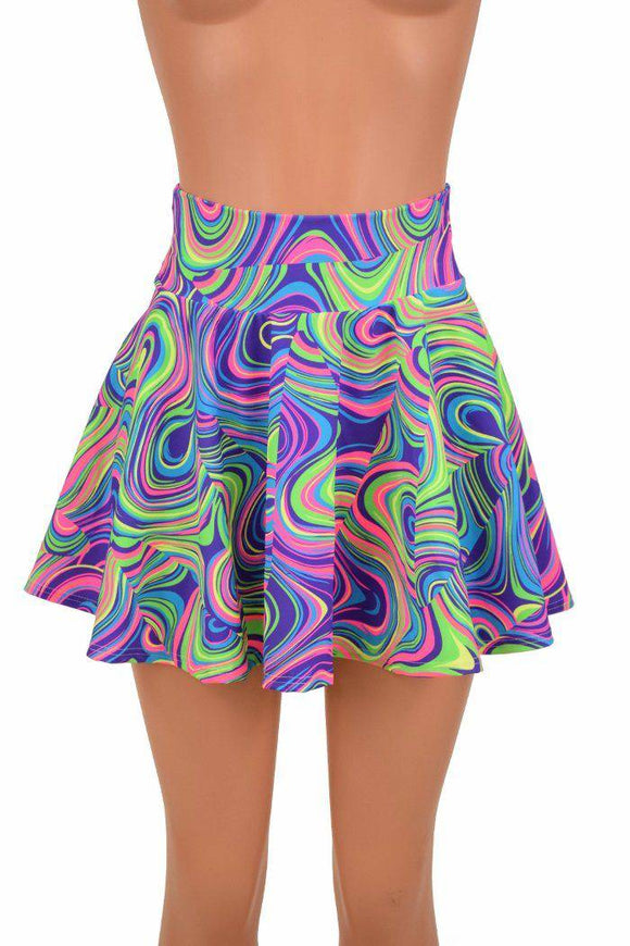 Ready to Ship Neon Glow Worm Mini Rave Skirt Medium - Coquetry Clothing