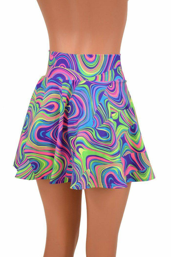 Ready to Ship Neon Glow Worm Mini Rave Skirt Medium - Coquetry Clothing