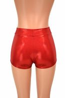 Ready to Ship Red Holographic Midrise Shorts XXS - Coquetry Clothing