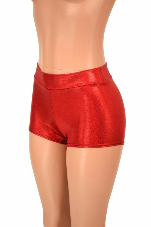 Ready to Ship Red Holographic Midrise Shorts XXS - Coquetry Clothing