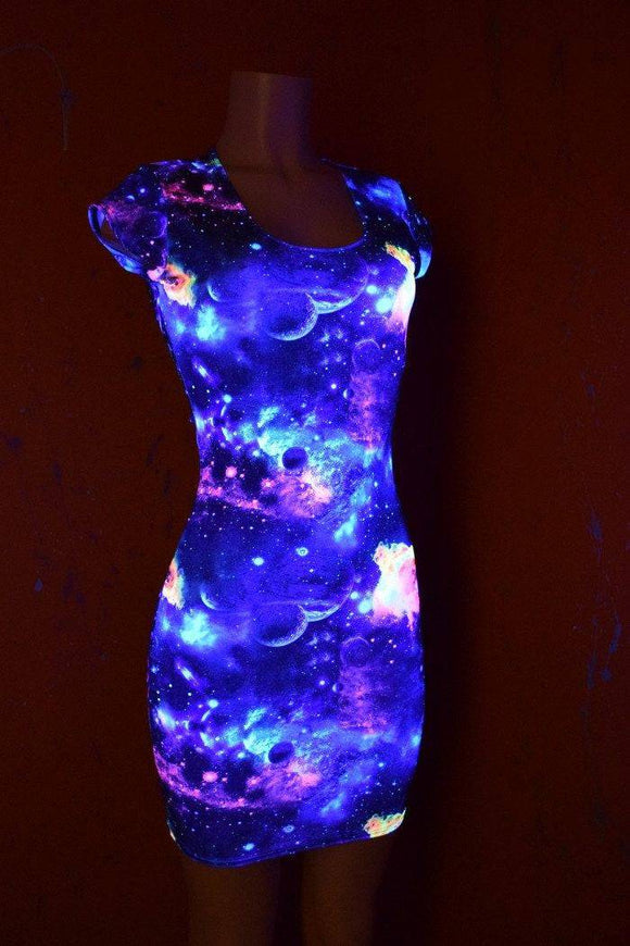 Ready to Ship UV Glow Galaxy Dress Small - Coquetry Clothing