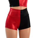 Red and Black Harlequin High Waist Shorts & Crop Set - Coquetry Clothing