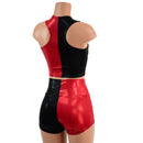 Red and Black Harlequin High Waist Shorts & Crop Set - Coquetry Clothing