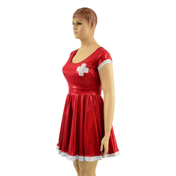 Red and White Nurse Skater Dress - Coquetry Clothing