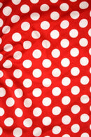 Red and White Polka Dot Fabric - Coquetry Clothing