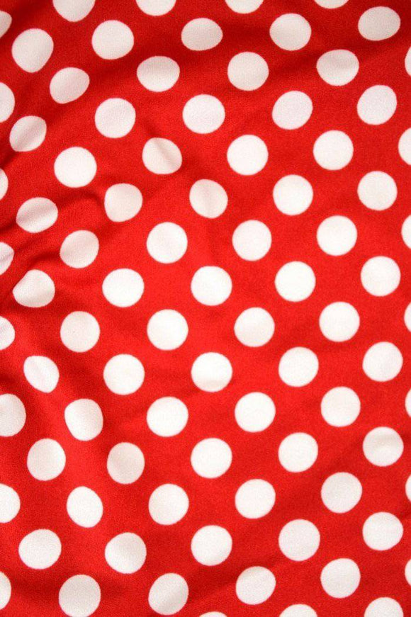Red and White Polka Dot Fabric - Coquetry Clothing