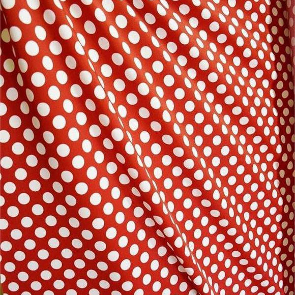 Red and White Polka Dot Fabric - Coquetry Clothing
