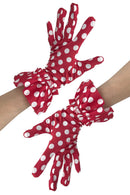 Red and White Polka Dot Short Ruffled Gloves - Coquetry Clothing