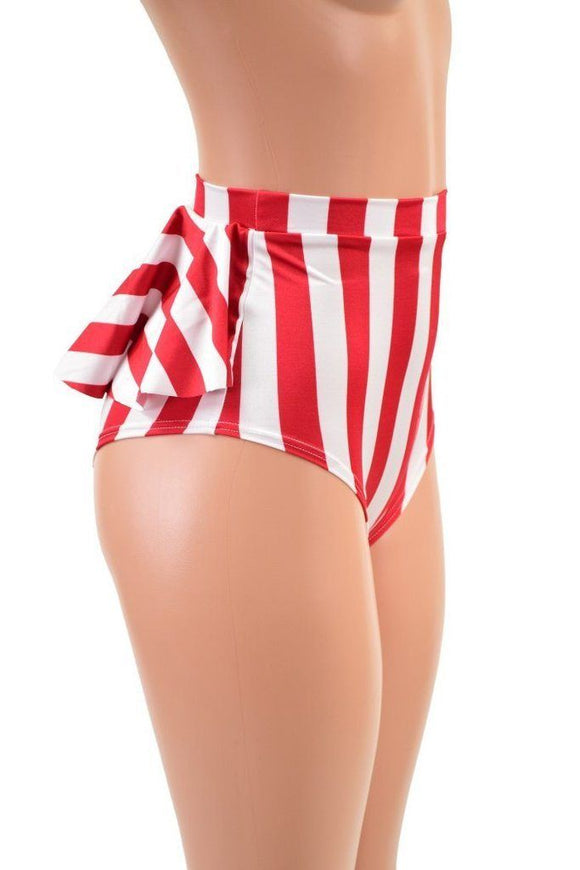 Red and White Stripe Spandex Fabric - Coquetry Clothing
