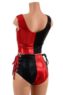 Red & Black Lace Up Harlequin Set - Coquetry Clothing