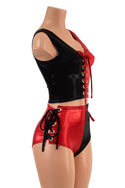 Red & Black Lace Up Harlequin Set - 5