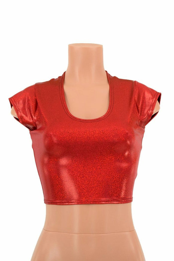 Red Cap Sleeve Crop Top - Coquetry Clothing