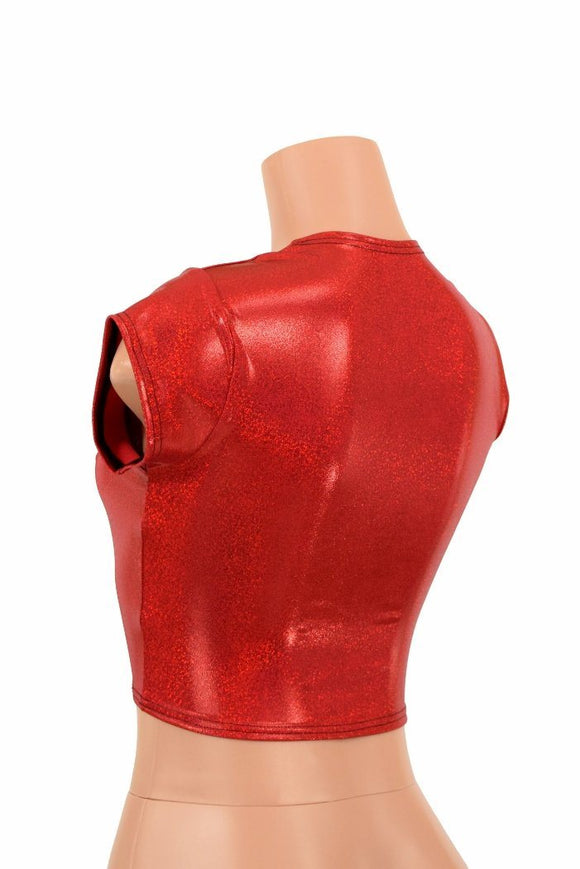 Red Cap Sleeve Crop Top - Coquetry Clothing
