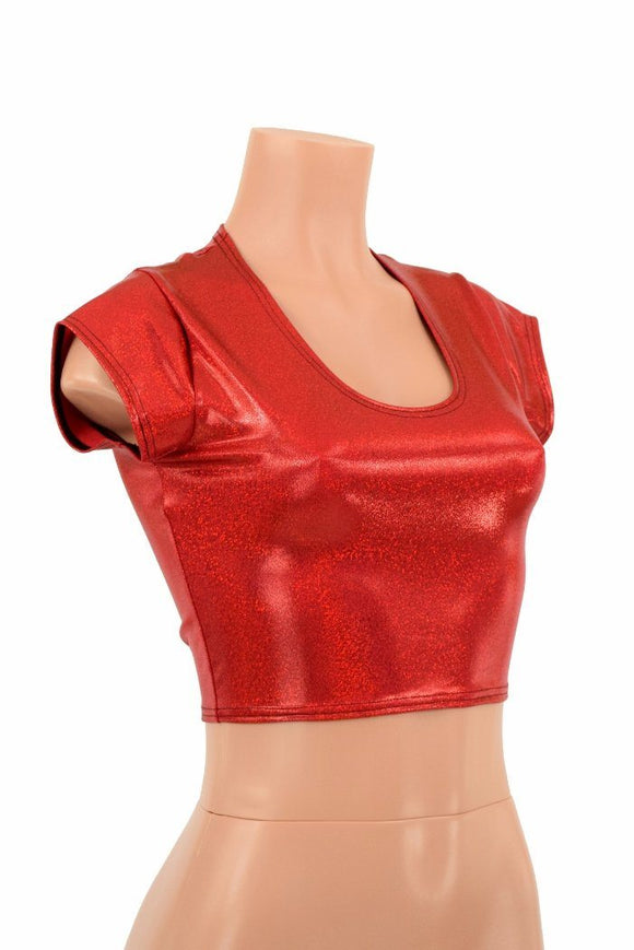 Red Cap Sleeve Crop Top - Coquetry Clothing