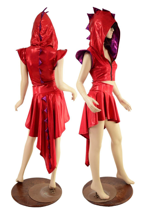 Red Dragon Tail Skirt & Crop Top Set - Coquetry Clothing