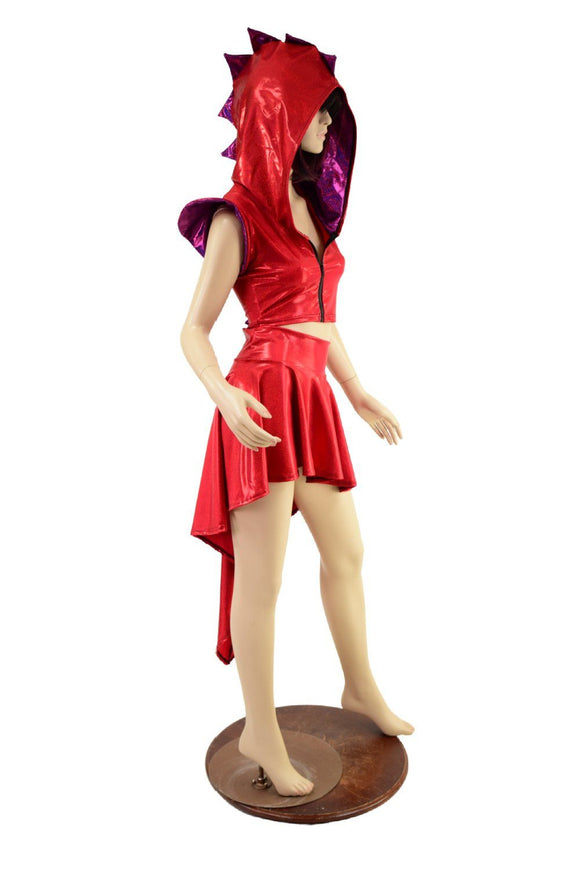 Red Dragon Tail Skirt & Crop Top Set - Coquetry Clothing
