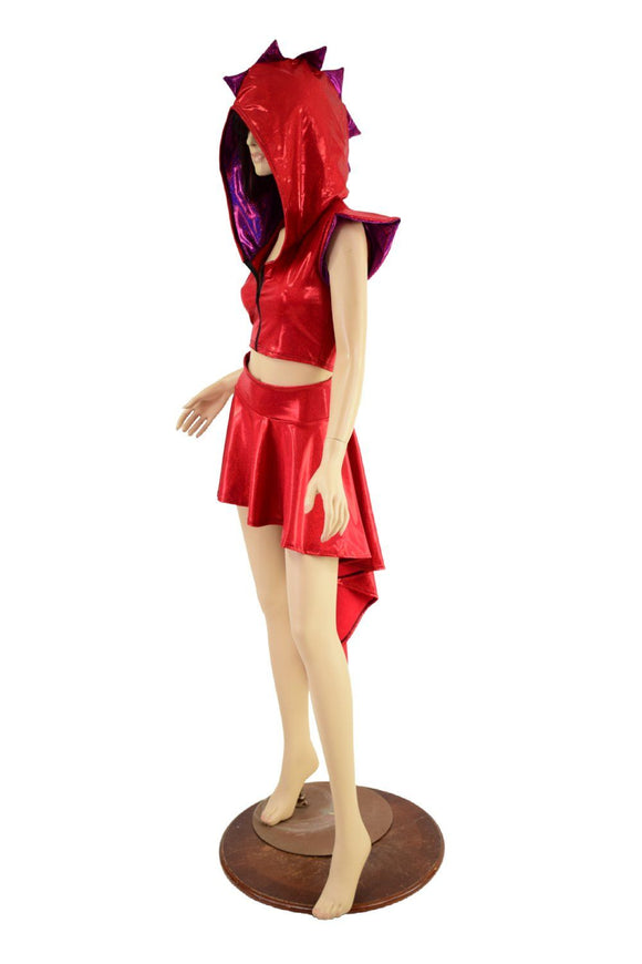 Red Dragon Tail Skirt & Crop Top Set - Coquetry Clothing
