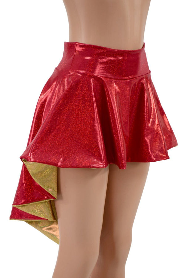 3XL Ready to Ship Red & Gold Hi Lo Flip Skirt - 2
