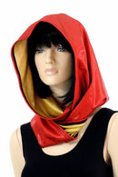 Red & Gold HUGE Reversible Festival Hood - Coquetry Clothing