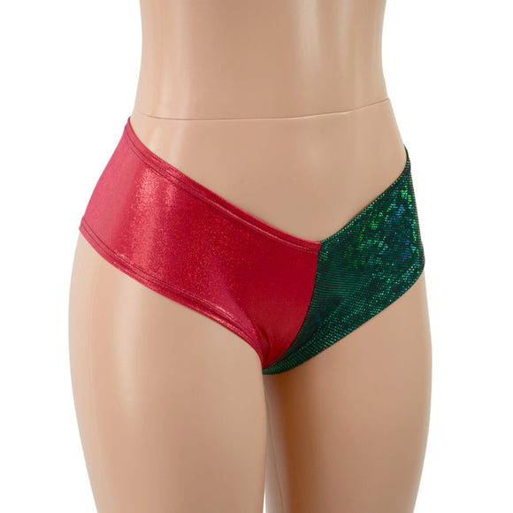 Red & Green Elf Cheeky Booty Shorts - Coquetry Clothing