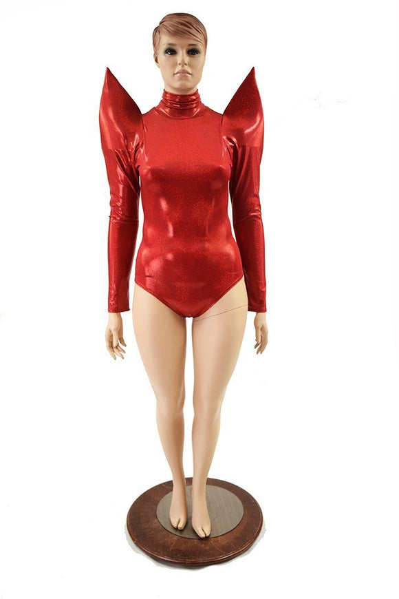 Red Mega Sharp Shoulder Romper - Coquetry Clothing