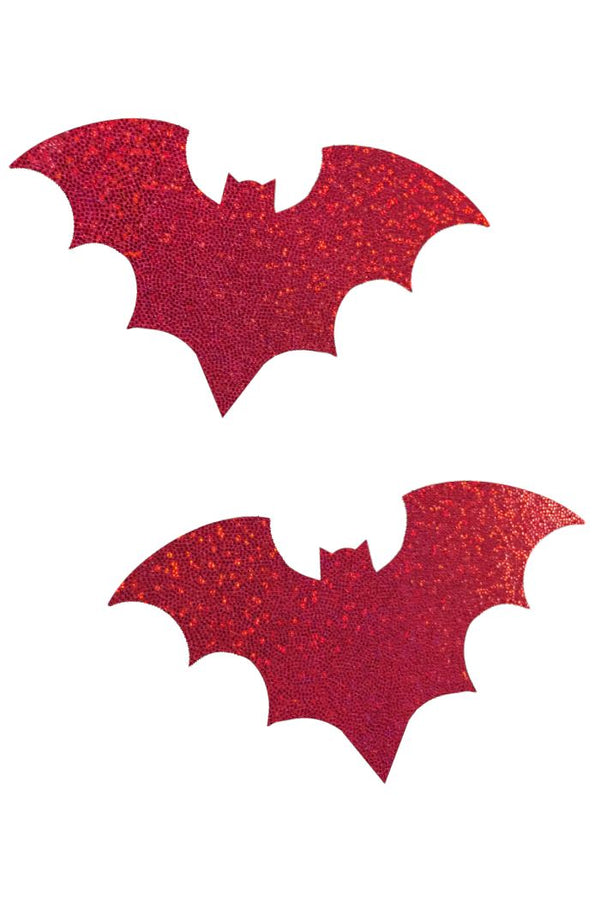 Red Sparkly Jewel Bat Pasties - 1