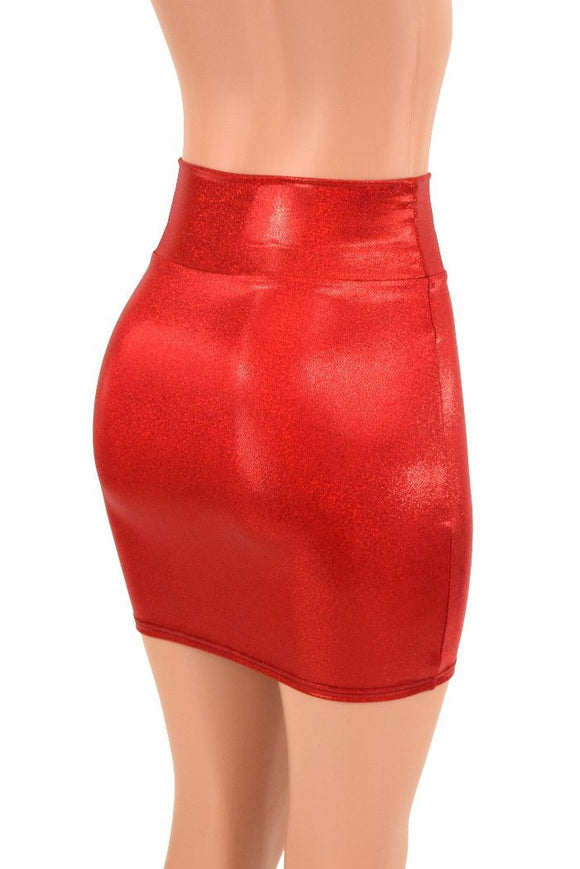 Red Sparkly Jewel Bodycon Skirt - Coquetry Clothing