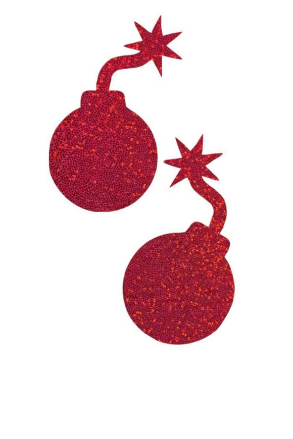 Red Sparkly Jewel Bomb Pasties - Coquetry Clothing