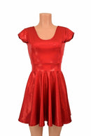 Red Sparkly Jewel Cap Sleeve Skater Dress - Coquetry Clothing