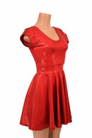 Red Sparkly Jewel Cap Sleeve Skater Dress - Coquetry Clothing