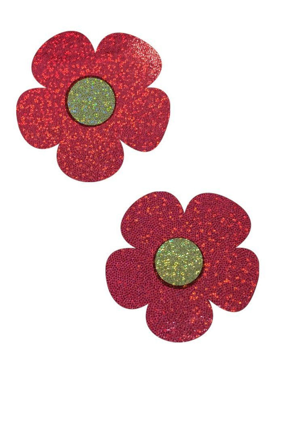 Red Sparkly Jewel Daisy Pasties - Coquetry Clothing