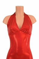 Red Sparkly Jewel Halter Gown - Coquetry Clothing