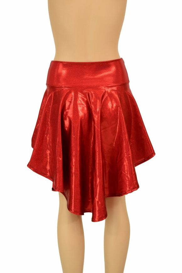 Red Sparkly Jewel Hi Lo Rave Skirt - Coquetry Clothing