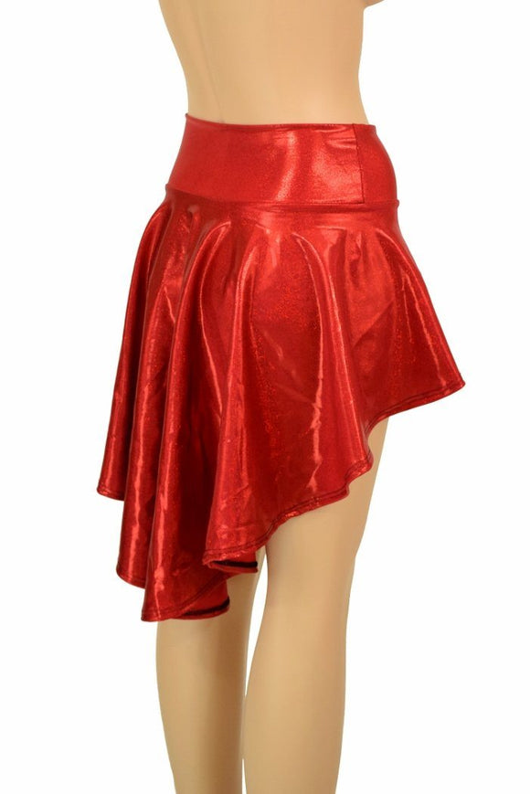 Red Sparkly Jewel Hi Lo Rave Skirt - Coquetry Clothing